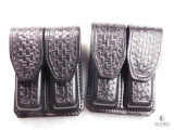 Lot 2 New Leather Double Mag Pouches for Staggered Magazines like Beretta 92 & 96