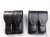 Lot 2 New Leather Double Mag Pouches for Staggered Magazines like Beretta 92 & 96