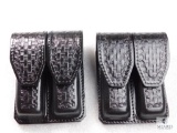 Lot 2 New Leather Double Mag Pouches for Staggered Magazines like Beretta 92 & 96