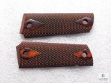 New 1911 Wood Double Diamond Checkered Grips