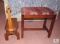 Lot of 2 wooden stools 1 upholstered top