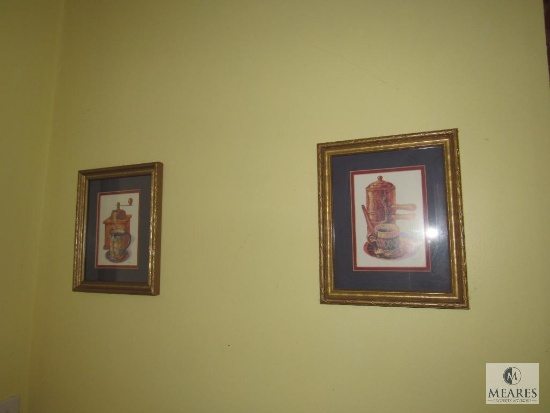 Kitchen wall contents decorative plates floral and pictures