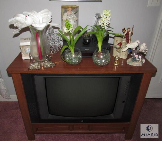 Vintage console television and contents glass decorations