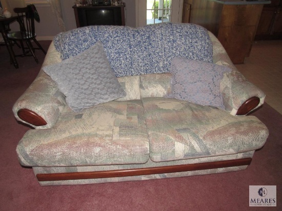 Sofa loveseat beige mauve blue light green upholstery