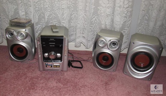 Panasonic stereo with remote and three speakers
