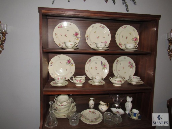 Contents of Hutch includes norina China pieces and and glass decor