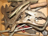Large lot of miscellaneous tools vise grips wrenches pliers Etc