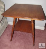 Vintage wood Square table with spindle legs