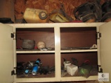 Contents of garage cabinets parts gas tanks Plus