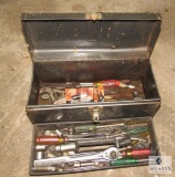 Metal tool box with miscellaneous tools