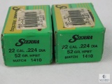 Sierra 22 Caliber, 52 Grain HPBT Bullets, Approximately 2 Boxes of 100 Each