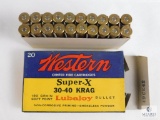 20 Rounds Vintage Western Super X 30-40 Krag ammo 180 grain soft point