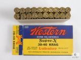 20 Rounds Vintage Western Super X 30-40 Krag ammo 180 grain soft point