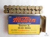 20 Rounds Vintage Western Super X 30-40 Krag ammo 180 Grain Soft point