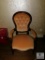 Vintage wood craved Tufted Upholstery Occasional arm chair