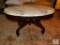 Antique wood carved coffee table with white marble top