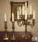 Large Baldwin Candlebra and 2 Brass Candle sticks