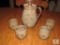 Jugtown Ware 1984 Stamped Pottery Jug and 4 Cups