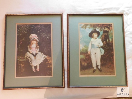 Lot 2 Vintage boy & girl framed Pictures