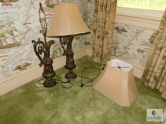 Pair of Vintage Bronze Pitcher shapes Lamps