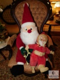 Lot of 2 Plush Santa's one very old