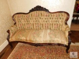 Vintage Queen Anne style tufted upholstery couch Serpentine settee