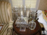 Large Lot Glass Hurricane Lamp Shades, Candle holders, Vase, and Candy Dishes