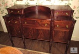 Antique Buffet Table High Boy Cabinet Turned Legs