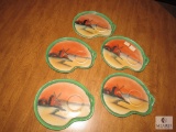 Set 5 Vintage Hand Painted Snack Trays Pottery