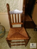 Vintage rattan bottom Wood Chair