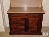 Vintage wood Buffet Side Board Table with Stone Top