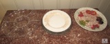 Lot Charger Plates / Platters Pink Depression Glass & Cut Glass & divided tray
