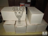 Set 6 Vintage Strasmick's clear glass goblets Stemware