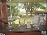 5 piece lot Vintage cut glass Dishes, Toothpick Holder, Candy dish, +