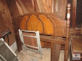 Vintage wood bed full size headboard and footboard & Wood slat folding chair
