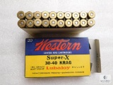 20 Rounds Vintage Western Super-X 30-40 Krag ammo 180 grain soft point