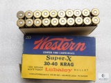 20 Rounds Vintage Western Super-X 30-40 Krag ammo 180 grain soft point