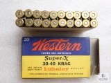 20 Rounds Vintage Western Super-X 30-40 Krag ammo 180 grain soft point
