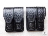 2 new leather double mag pouches fits staggered mags