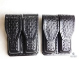 4 new leather double mag pouches fits staggered mags