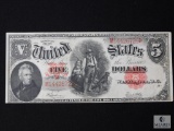 Series 1907 - $5 US Andrew Jackson Woodchopper note - horse blanket