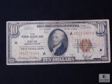 $10 National Currency Note - The Federal Reserve Bank of Boston Massachusetts - Series 1929