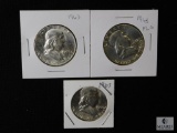 Mixed lot of (3) Franklin half dollars