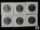 Group of (6) silver Kennedy half dollars