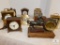 Lot of 9 Brass and Wood Mantle Clocks