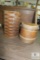 Lot Small Wood Barrel w/ Lid and Wood Carved Canisters