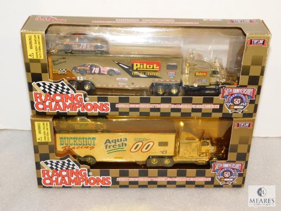 Lot 2 Racing Champions 1:64 Diecast Nascar Car, Truck & Trailer