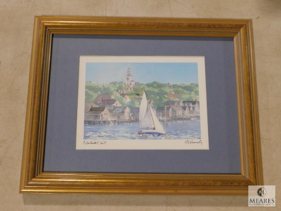 Robert Kennedy signed "Nantucket Sail" Watercolor Art Print 11" x 13.5"