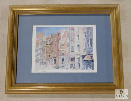 Robert Kennedy signed "Newbury Strut Boston" Watercolor Art Print 11" x 13.5"