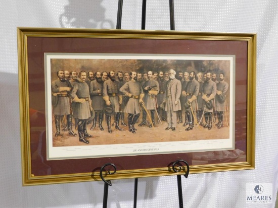 Lee and His Generals Confederate Soldiers Print Matted and Framed 18" x 29.5"